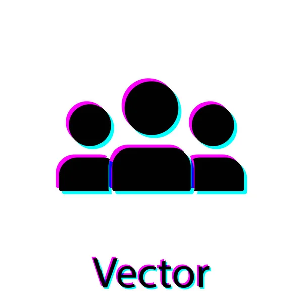 Icono Grupo Usuarios Negros Aislado Sobre Fondo Blanco Icono Grupo — Vector de stock