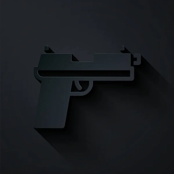 Pistola Corte Papel Pistola Icono Aislado Sobre Fondo Negro Pistola — Vector de stock