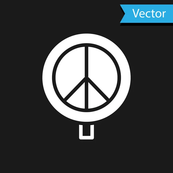 Icono Paz Blanca Aislado Sobre Fondo Negro Símbolo Hippie Paz — Archivo Imágenes Vectoriales