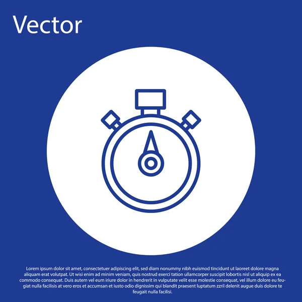 Blaue Linie Stoppuhr Symbol Isoliert Auf Blauem Hintergrund Zeitzeichen Chronometerzeichen — Stockvektor
