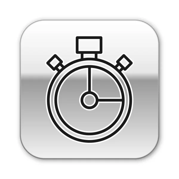 Schwarze Linie Stoppuhr Symbol Isoliert Auf Weißem Hintergrund Zeitzeichen Chronometerzeichen — Stockvektor