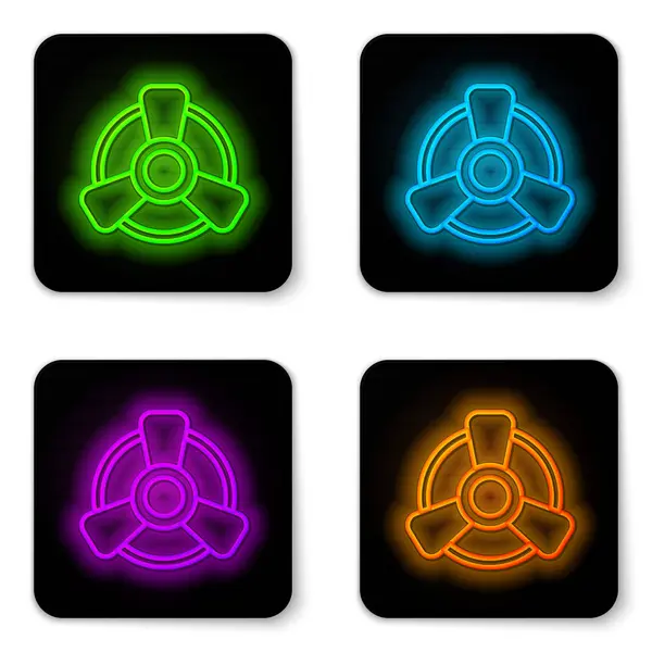 Glowing Neon Line Car Motor Ventilator Icon Isolated White Background — Stock Vector