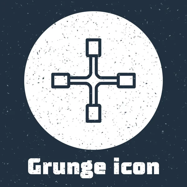 Grunge Line Radschlüssel Symbol Isoliert Auf Grauem Hintergrund Radstrebe Monochrome — Stockvektor