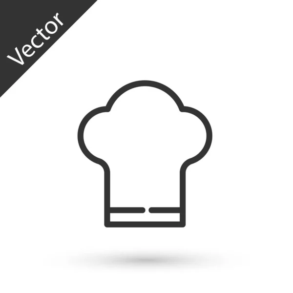 Línea Gris Chef Sombrero Icono Aislado Sobre Fondo Blanco Símbolo — Vector de stock