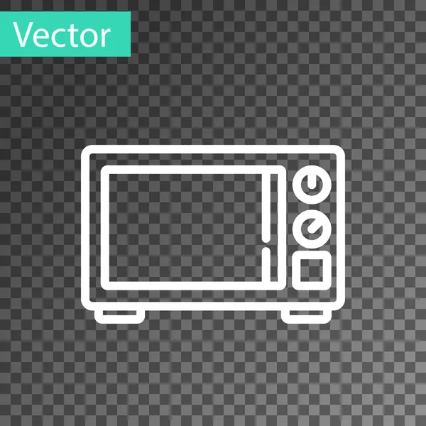 Línea Blanca Icono Horno Microondas Aislado Sobre Fondo Transparente Icono — Vector de stock