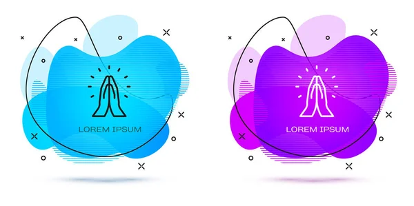 Line Hands Bidpositie Icoon Geïsoleerd Witte Achtergrond Gebed Tot God — Stockvector