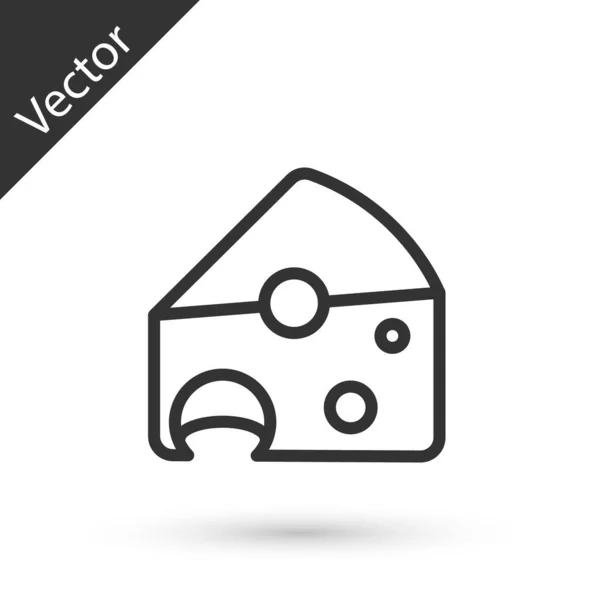 Línea Gris Icono Queso Aislado Sobre Fondo Blanco Vector — Archivo Imágenes Vectoriales