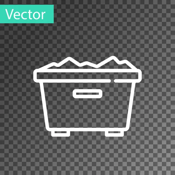White Line Trash Can Icon Isolated Transparent Background Garbage Bin — Stock Vector