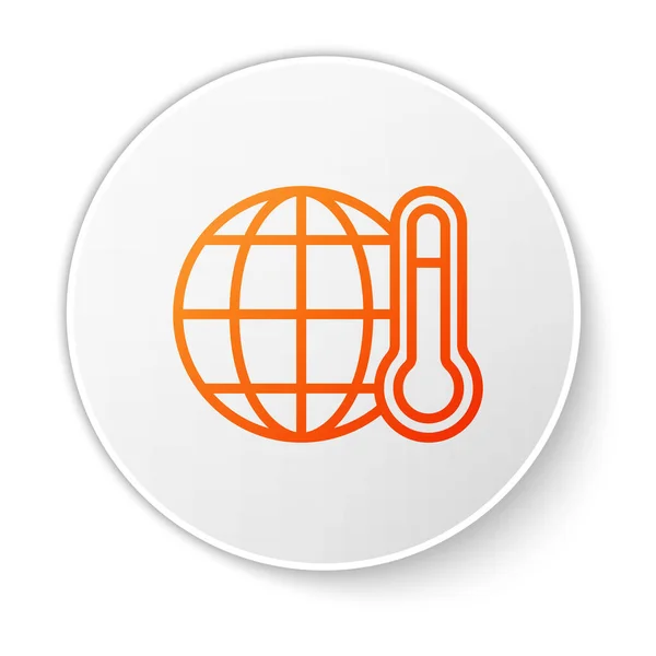 Orange Line Planet Earth Melting Global Warming Icon Isolated White — Stock Vector