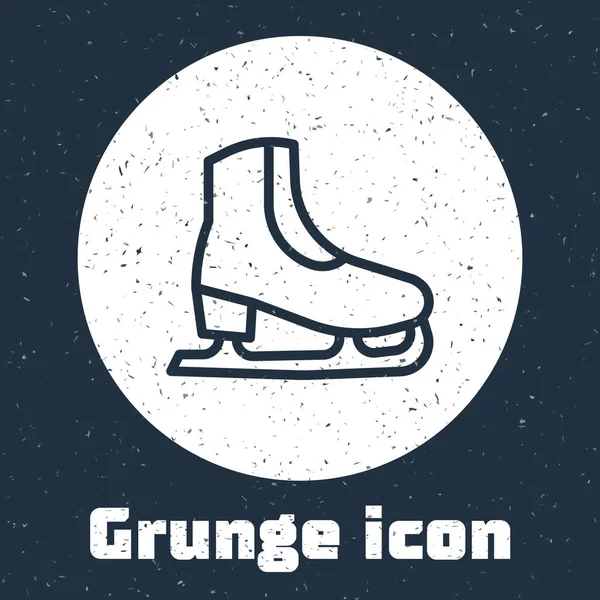 Grunge Line Skates Icon Isolated Grey Background Ice Skate Shoes — Stock Vector