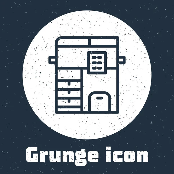 Grunge Line Ofis Çoklu Işlevli Yazıcı Kopyalama Makinesi Simgesi Gri — Stok Vektör