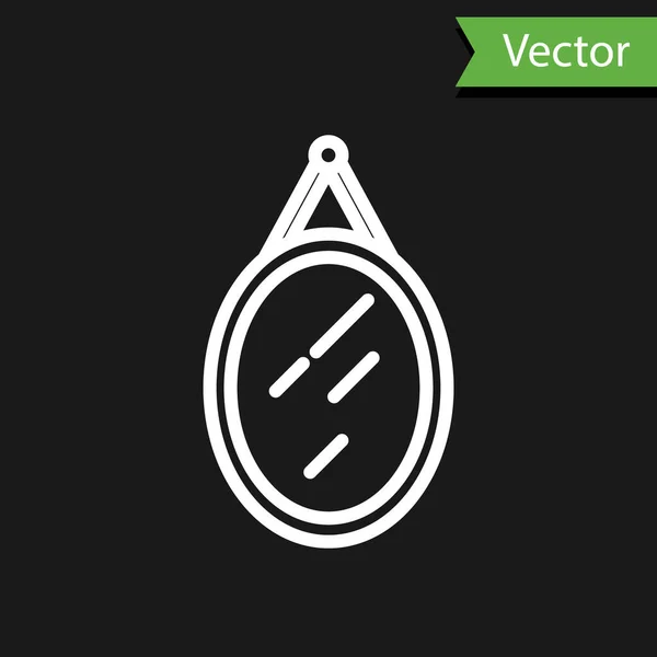 Значок Зеркало Белой Линии Изолирован Черном Фоне Вектор — стоковый вектор