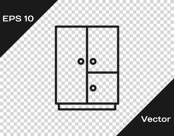 Schwarze Linie Kleiderschrank Symbol Isoliert Auf Transparentem Hintergrund Vektor — Stockvektor