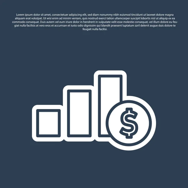 Linha Azul Gráfico Pizza Infográfico Ícone Símbolo Dólar Isolado Fundo — Vetor de Stock