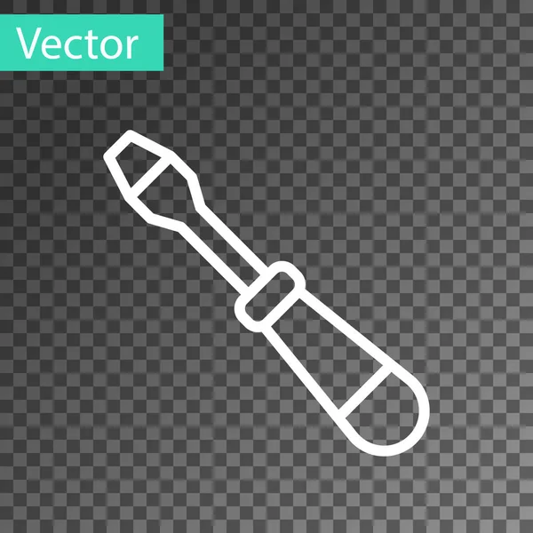 Línea Blanca Icono Del Destornillador Aislado Sobre Fondo Transparente Símbolo — Vector de stock