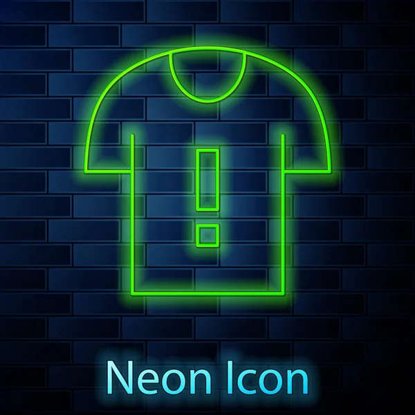 Glowing Neon Line Shirt Protest Icon Isolated Brick Wall Background — Stock Vector