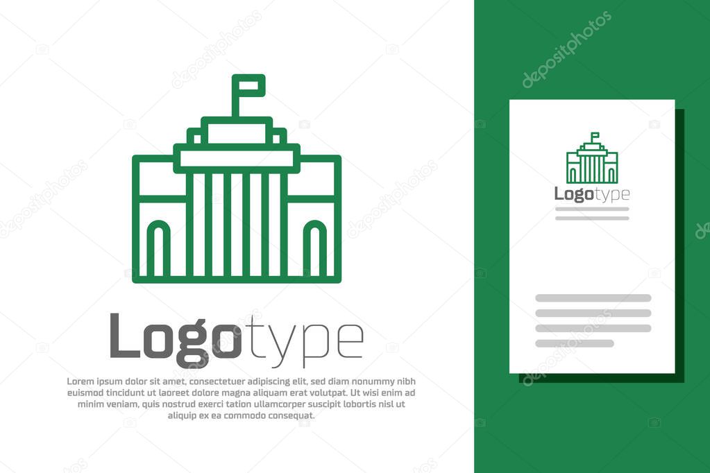 Green line Prado museum icon isolated on white background. Madrid, Spain. Logo design template element. Vector.