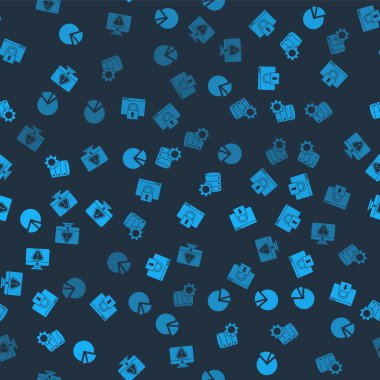 Pie grafik bilgisini ayarla, sitenizi HTTPS, SSL, Sunucu, dişli ve monitör ünlem işaretiyle kusursuz desen üzerine güvence altına alın. Vektör.