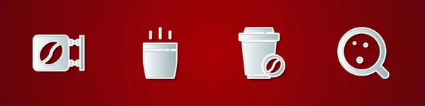 Set Straßenschild Kaffee Kaffeetasse Und Symbol Vektor — Stockvektor