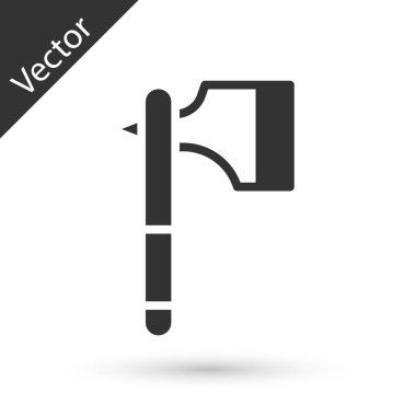 Beyaz arka planda gri tahta balta ikonu izole edildi. Oduncu baltası. Vektör.