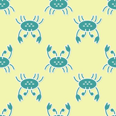 Yeşil Yengeç simgesi sarı arkaplanda pürüzsüz desen izole etti. Vektör.