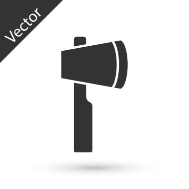 Beyaz arka planda gri tahta balta ikonu izole edildi. Oduncu baltası. Vektör.