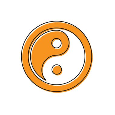 Beyaz arka planda izole edilmiş turuncu Yin Yang armoni ve denge simgesi. Vektör.