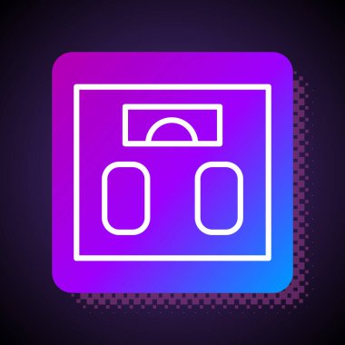 Mavi Banyo ölçekli ikon sarı arka planda izole edilmiş. Ağırlık ölçme ekipmanı. Ağırlık ölçeği spor konsepti. Vektör.