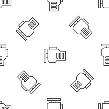 Gri çizgi, motor simgesini kontrol et. Beyaz arka planda kusursuz desen izole edildi. Vektör.