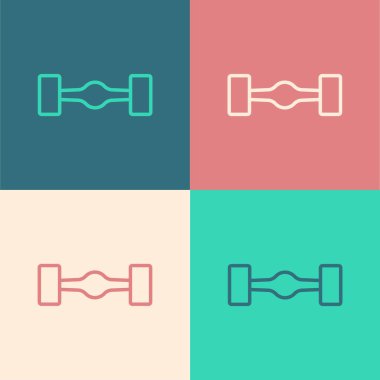 Pop Art Line Chassis araba simgesi renk arkaplanında izole edildi. Vektör.