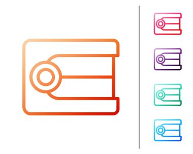 Kırmızı çizgi protez model simgesi beyaz arkaplanda izole edildi. Diş konsepti. Renk simgelerini ayarla. Vektör.