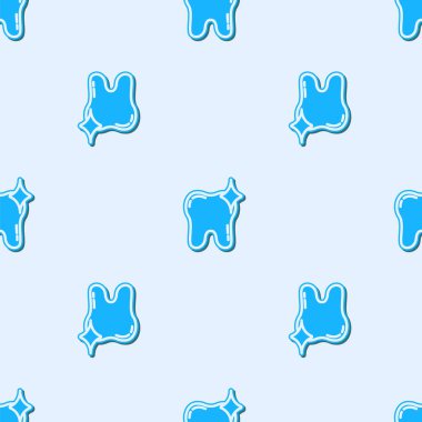 Mavi çizgi diş beyazlatma konsepti simgesi gri arkaplanda izole edilmiş pürüzsüz desen. Diş hekimliği kliniği ya da diş hekimliği merkezi için diş sembolü. Vektör.