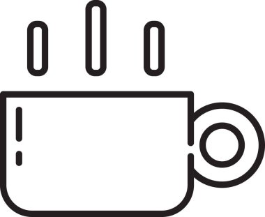 Siyah çizgi kahve fincanı simgesi beyaz arkaplanda izole edilmiş. Çay fincanı. Sıcak içecek kahvesi. Vektör.