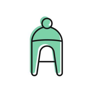 Siyah çizgi kış şapkası simgesi beyaz arkaplanda izole edildi. Vektör.