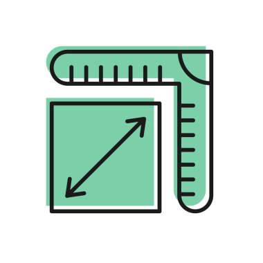 Siyah çizgi kağıt boyutu simgesi beyaz arkaplanda izole edildi. Vektör.