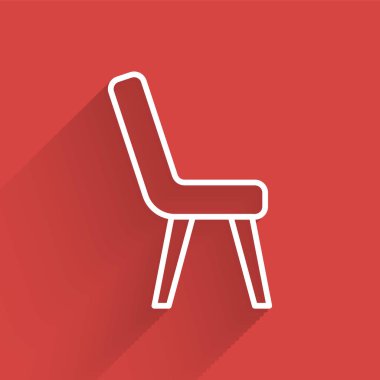 Uzun gölgeli beyaz çizgi Kol Koltuğu simgesi. Vektör.