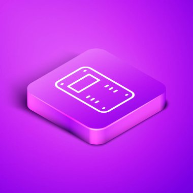 Polis saldırı kalkanı ikonu mor arka planda izole edilmiş. Mor kare düğme. Vektör.