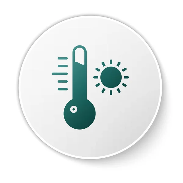 Green Meteorology Thermometer Measuring Icon Isolated White Background Thermometer Equipment — Stock Vector