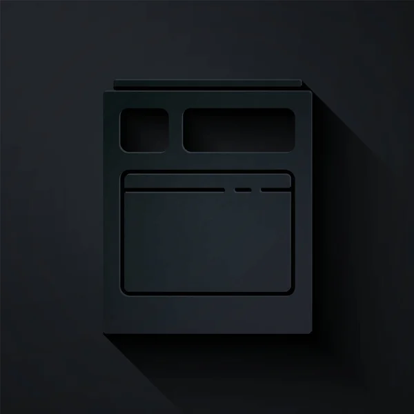 Papiergeschnittene Küchenspülmaschine Symbol Isoliert Auf Schwarzem Hintergrund Papierkunst Vektorillustration — Stockvektor