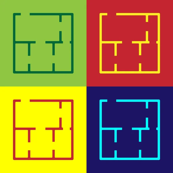 Pop Art Icono Plano Casa Aislado Sobre Fondo Color Vector — Archivo Imágenes Vectoriales