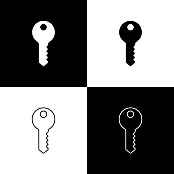 Set House Key Icon Isolated Black White Background Vector — Stock Vector
