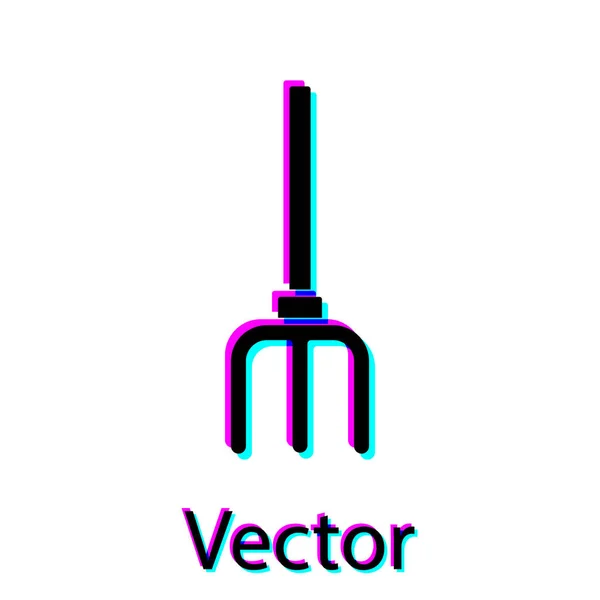 Черный Сад Вилы Значок Изолирован Белом Фоне Вывеска Вилкой Инструмент — стоковый вектор
