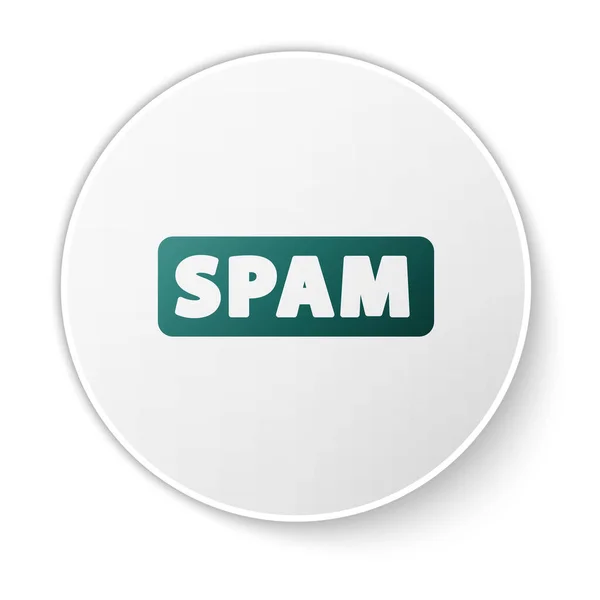 Grünes Spam Symbol Isoliert Auf Weißem Hintergrund Weißer Kreis Knopf — Stockvektor