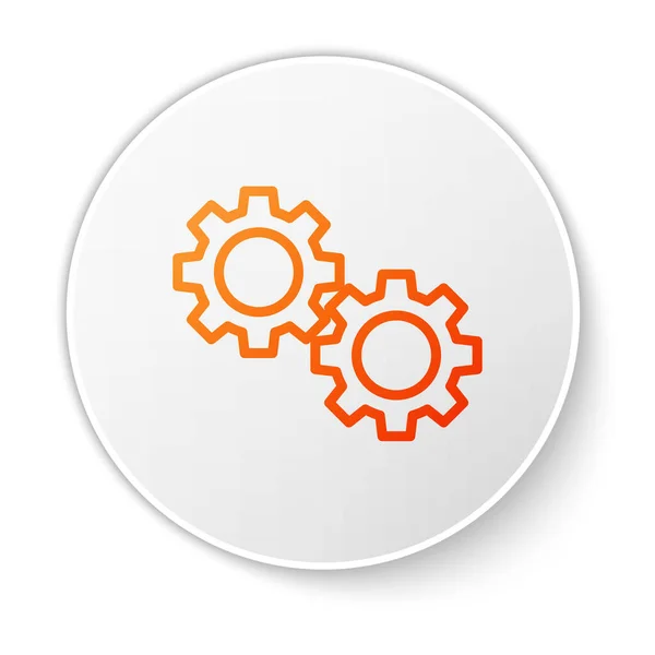 Orange Line Gear Icon Isolated White Background Cogwheel Gear Settings — Stock Vector
