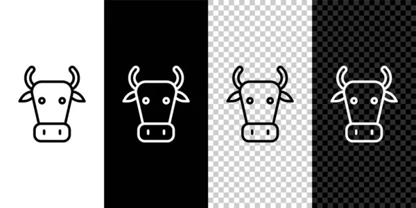 Establecer Línea Icono Vaca Aislado Sobre Fondo Blanco Negro Vector — Vector de stock