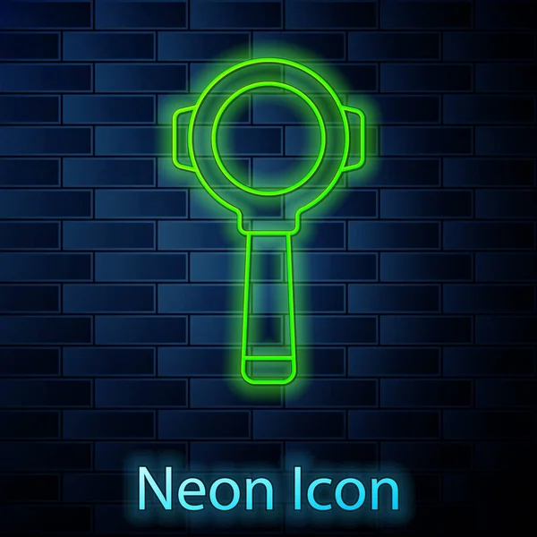 Žhnoucí Neonová Linka Držák Kávového Filtru Ikona Izolované Pozadí Cihlové — Stockový vektor