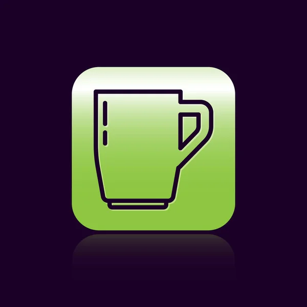 Schwarze Linie Kaffeetasse Symbol Isoliert Auf Schwarzem Hintergrund Teetasse Vorhanden — Stockvektor