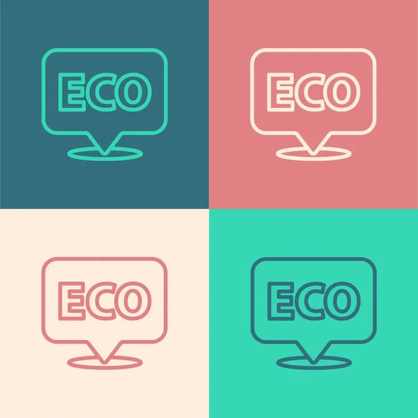Pop Art Line Banner Label Tag Logo Eco Green Healthy — Stock Vector