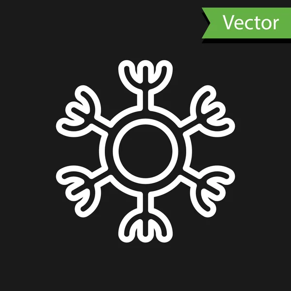 Белая Линия Снежинка Значок Изолирован Черном Фоне Вектор — стоковый вектор