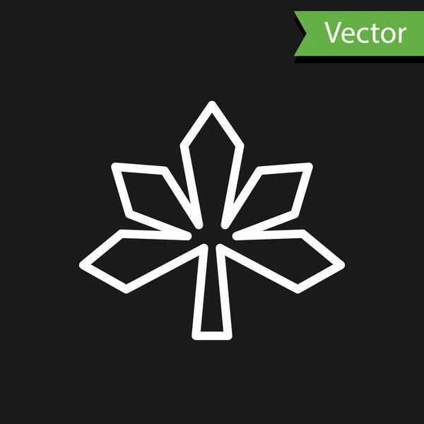 Weiße Linie Kastanienblatt Symbol Isoliert Auf Schwarzem Hintergrund Vektor — Stockvektor